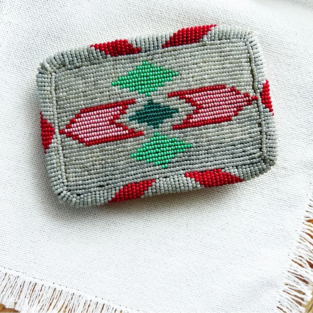 VINTAGE Beaded XL Southwestern Western Belt Buckle Unisex Native Cowboy